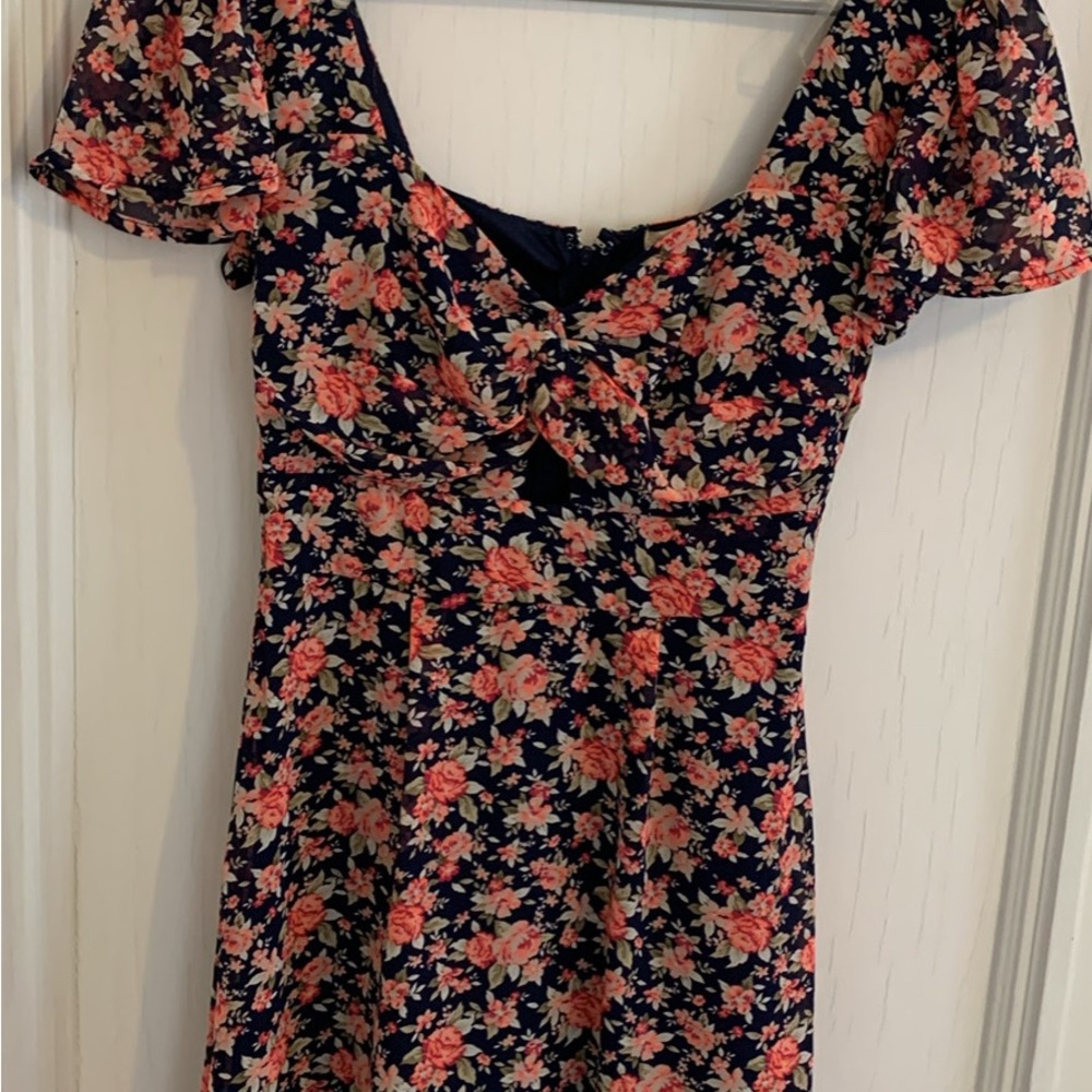 Floral Navy and Pink Dress
